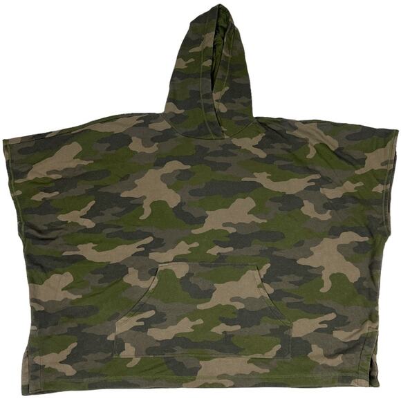 Aerie Offline Poncho Hoodie Camo‎ Green Tan Pullover Women's XS/S Modal Blend - Picture 1 of 11